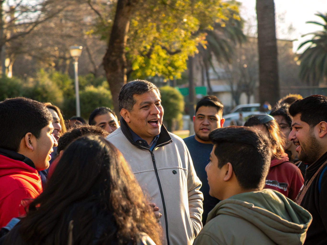 Alfaro Vallejo conversando con ciudadanos en un barrio de Cotacachi